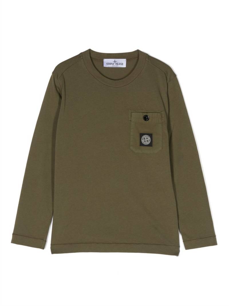 Stone Island Junior compass-patch cotton T-shirt - Green von Stone Island Junior