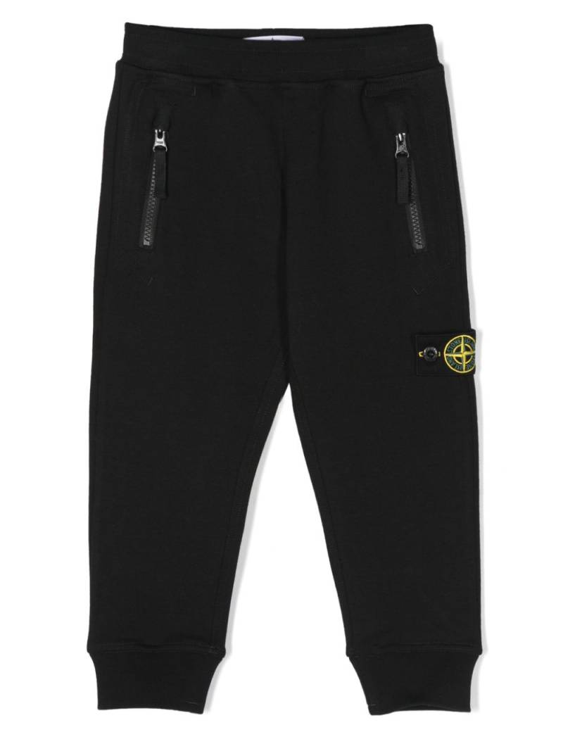 Stone Island Junior cotton tapered track pants - Black von Stone Island Junior