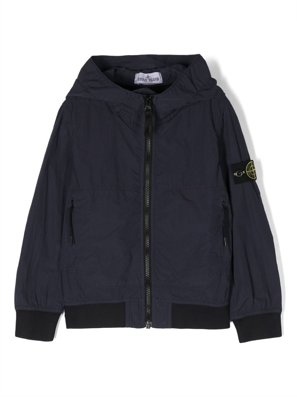 Stone Island Junior crinkled-finish hooded jacket - Blue von Stone Island Junior