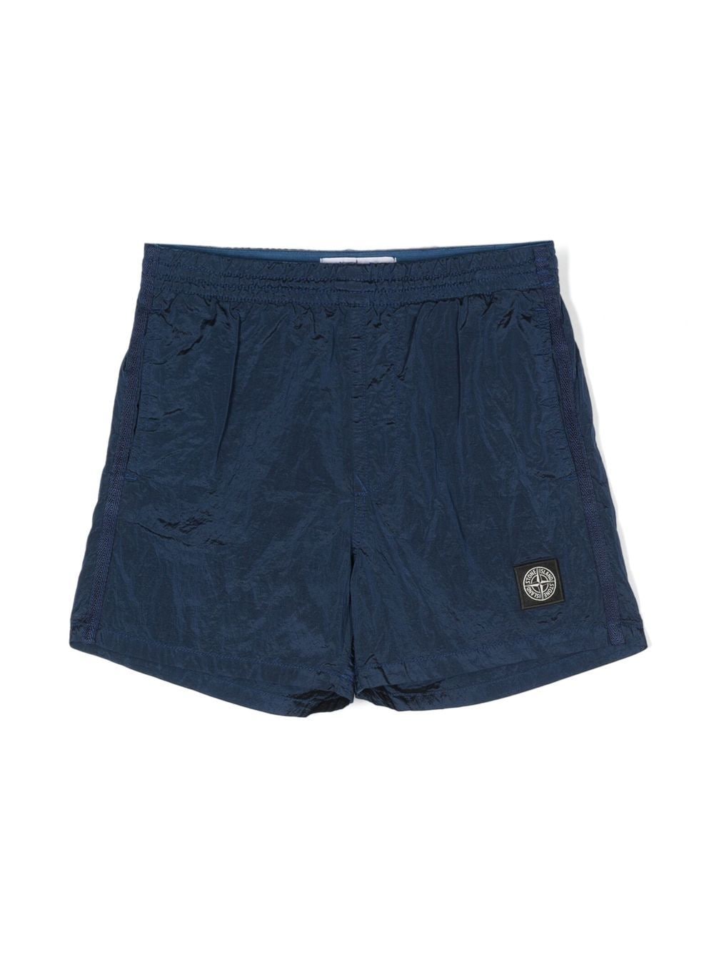 Stone Island Junior crinkled logo-patch shorts - Blue von Stone Island Junior