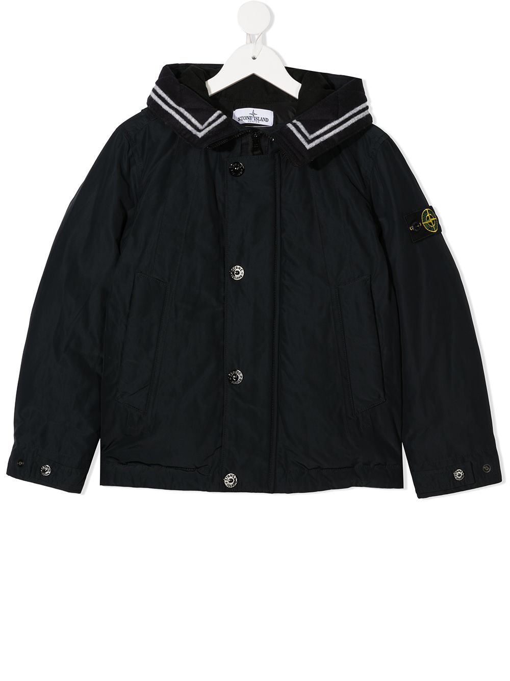 Stone Island Junior hooded logo patch jacket - Blue von Stone Island Junior