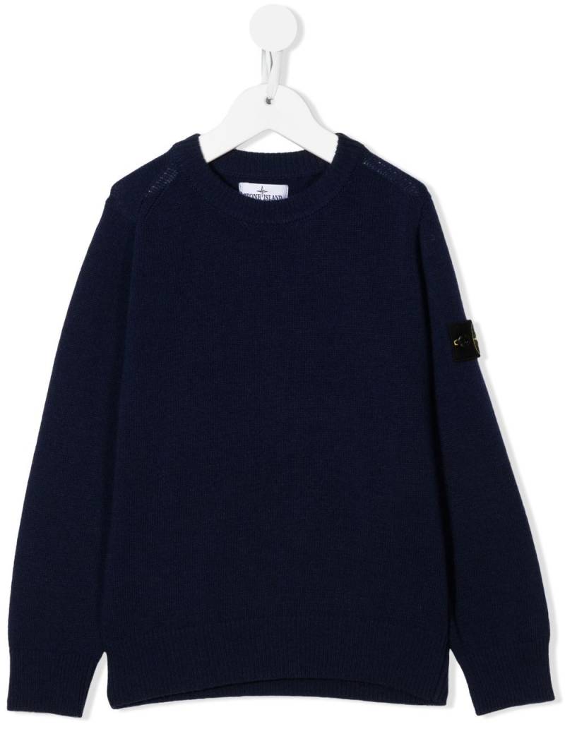 Stone Island Junior knitted logo-patch jumper - Blue von Stone Island Junior