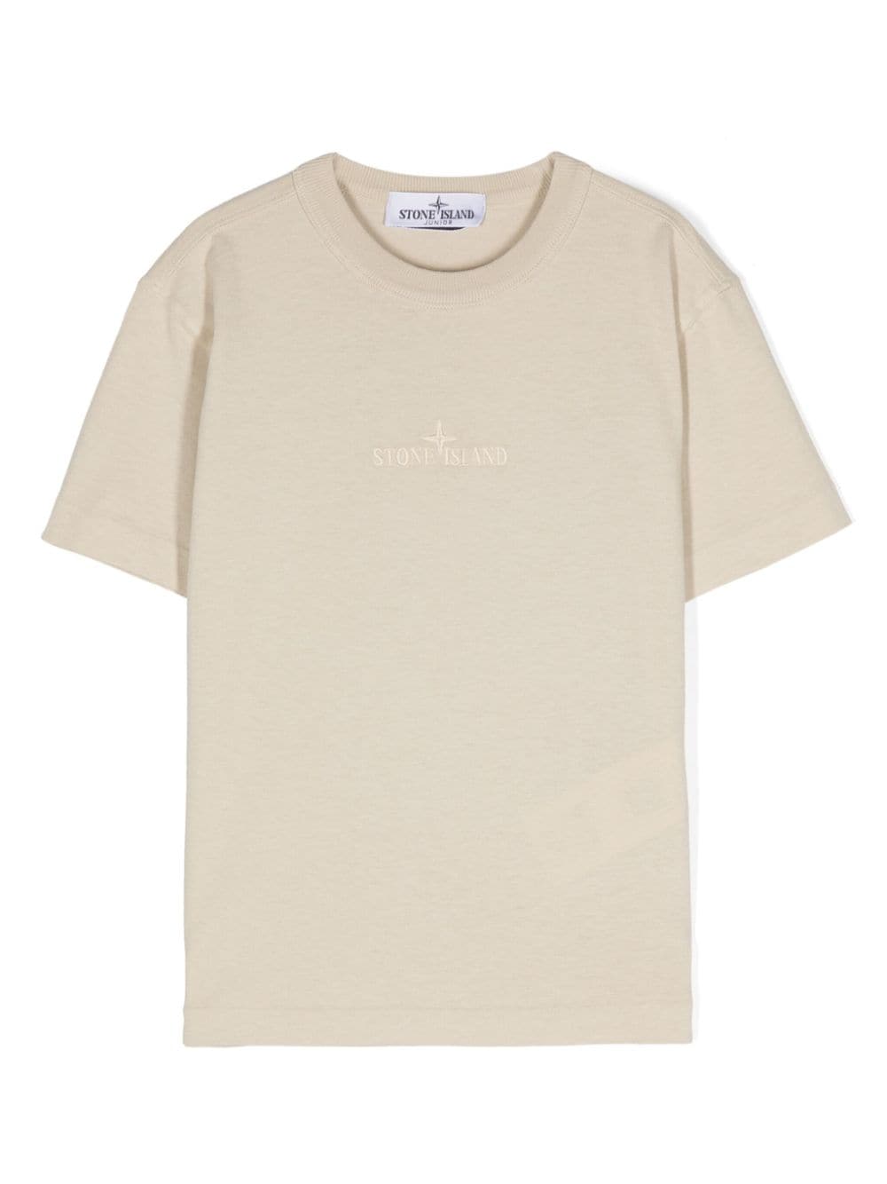 Stone Island Junior logo-embroidered cotton T-shirt - Neutrals von Stone Island Junior