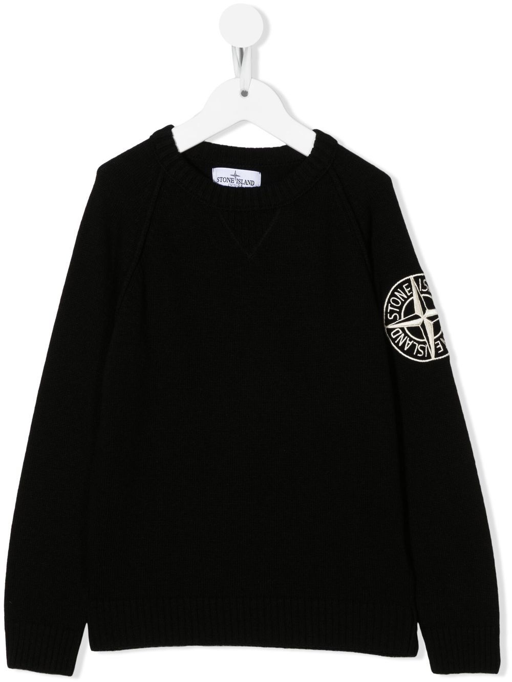 Stone Island Junior logo-embroidered knitted jumper - Black von Stone Island Junior