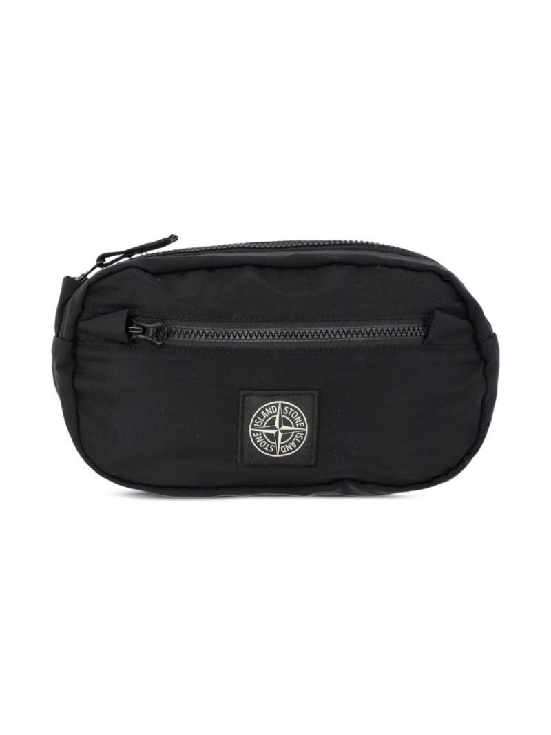 Stone Island Junior logo patch belt bag - Black von Stone Island Junior