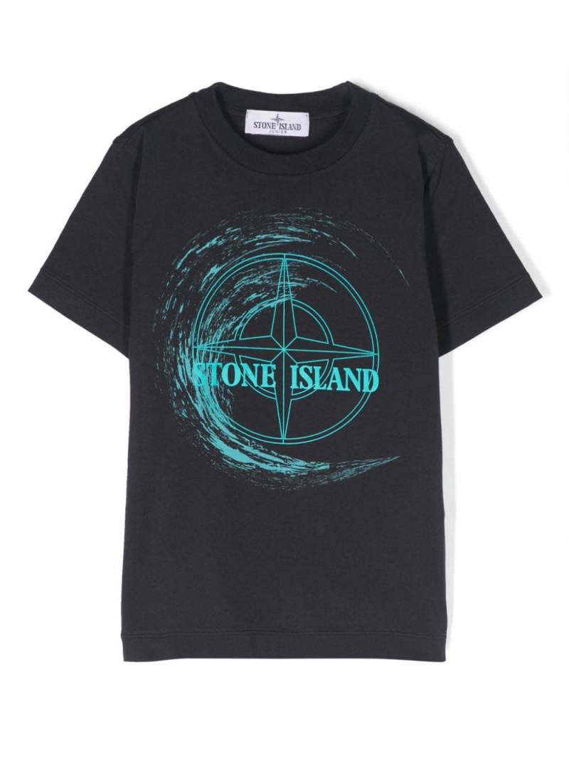 Stone Island Junior logo-patch cotton T-shirt - Blue von Stone Island Junior