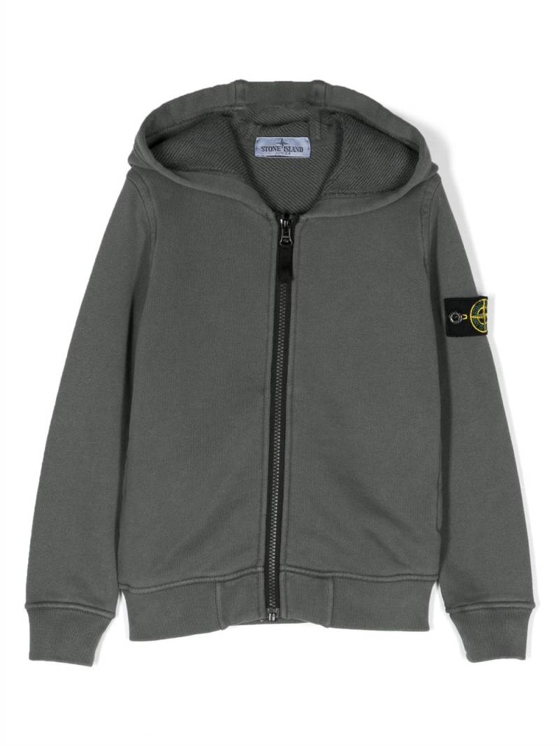 Stone Island Junior logo-patch cotton hoodie - Grey von Stone Island Junior