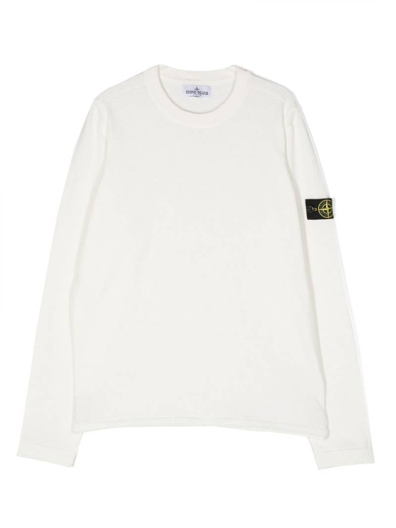 Stone Island Junior logo-patch cotton jumper - White von Stone Island Junior