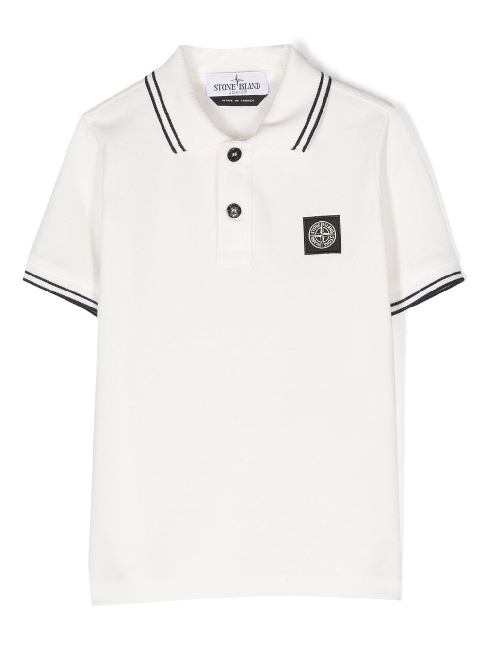 Stone Island Junior Compass-motif cotton polo shirt - White von Stone Island Junior