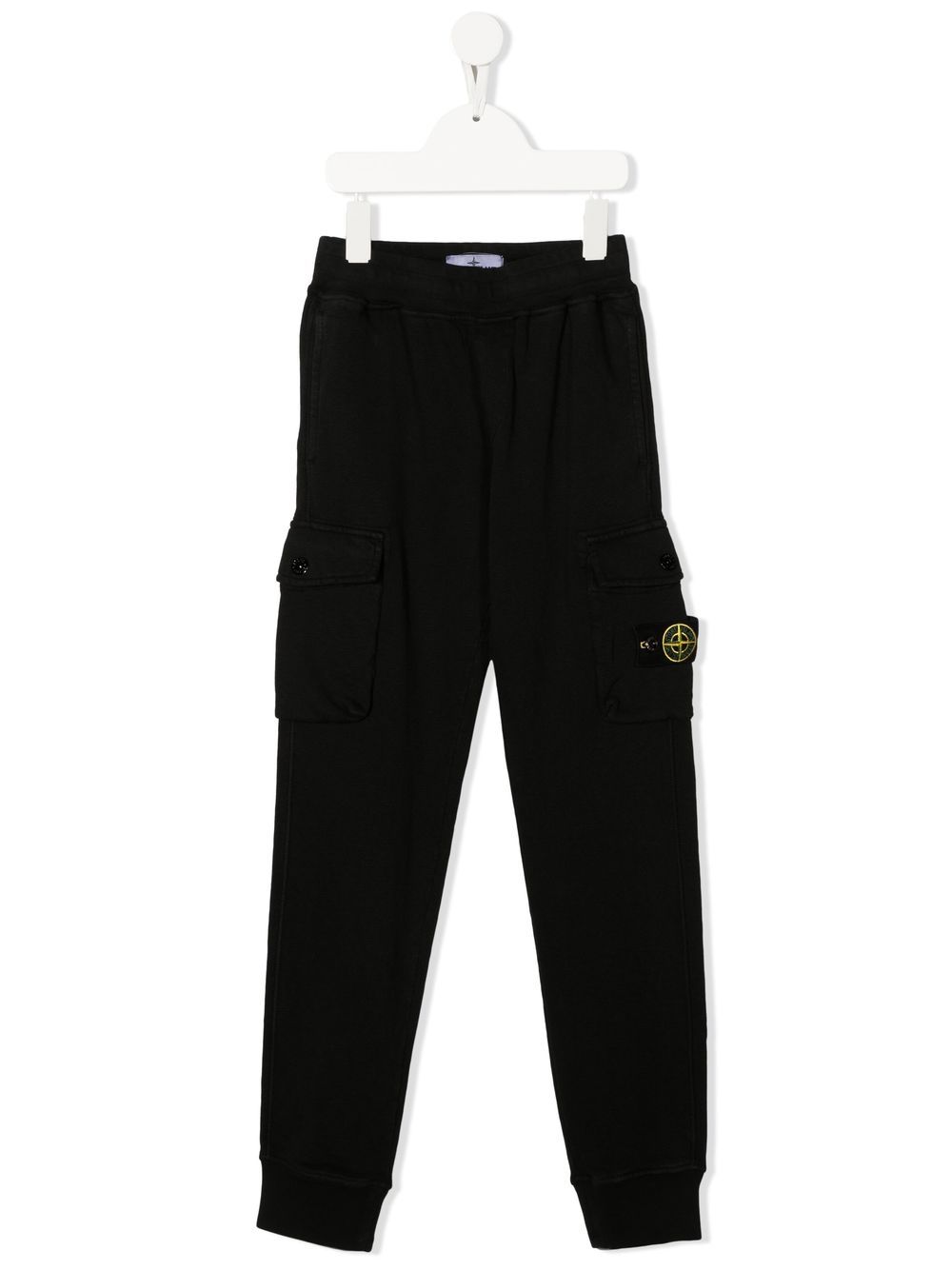 Stone Island Junior logo-patch cotton track pants - Black von Stone Island Junior