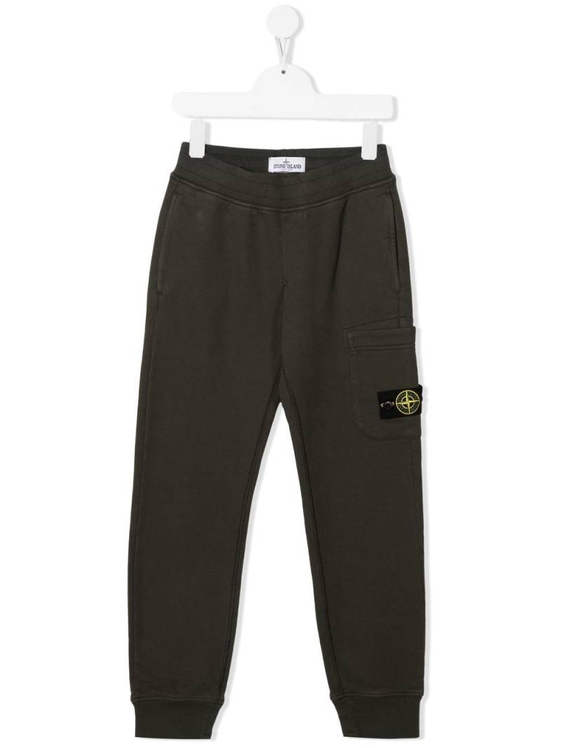 Stone Island Junior logo-patch cotton track pants - Green von Stone Island Junior