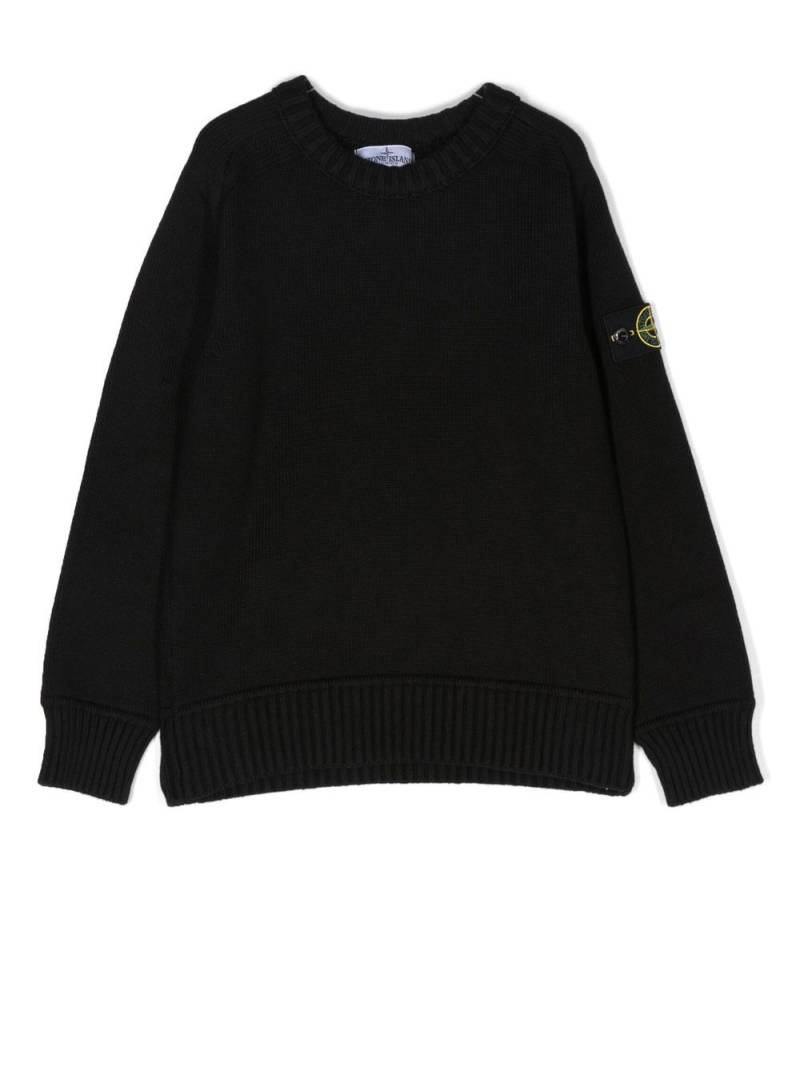 Stone Island Junior logo-patch crew-neck jumper - Black von Stone Island Junior