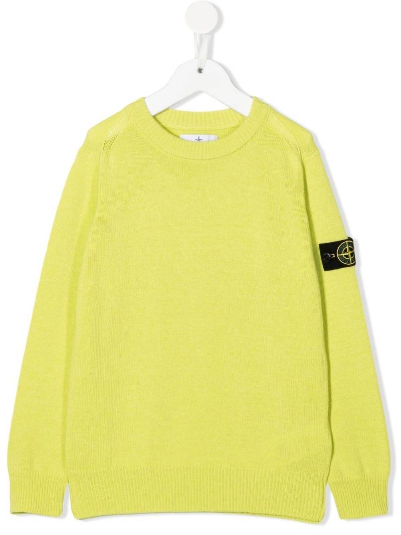 Stone Island Junior logo-patch crew neck sweatshirt - Green von Stone Island Junior