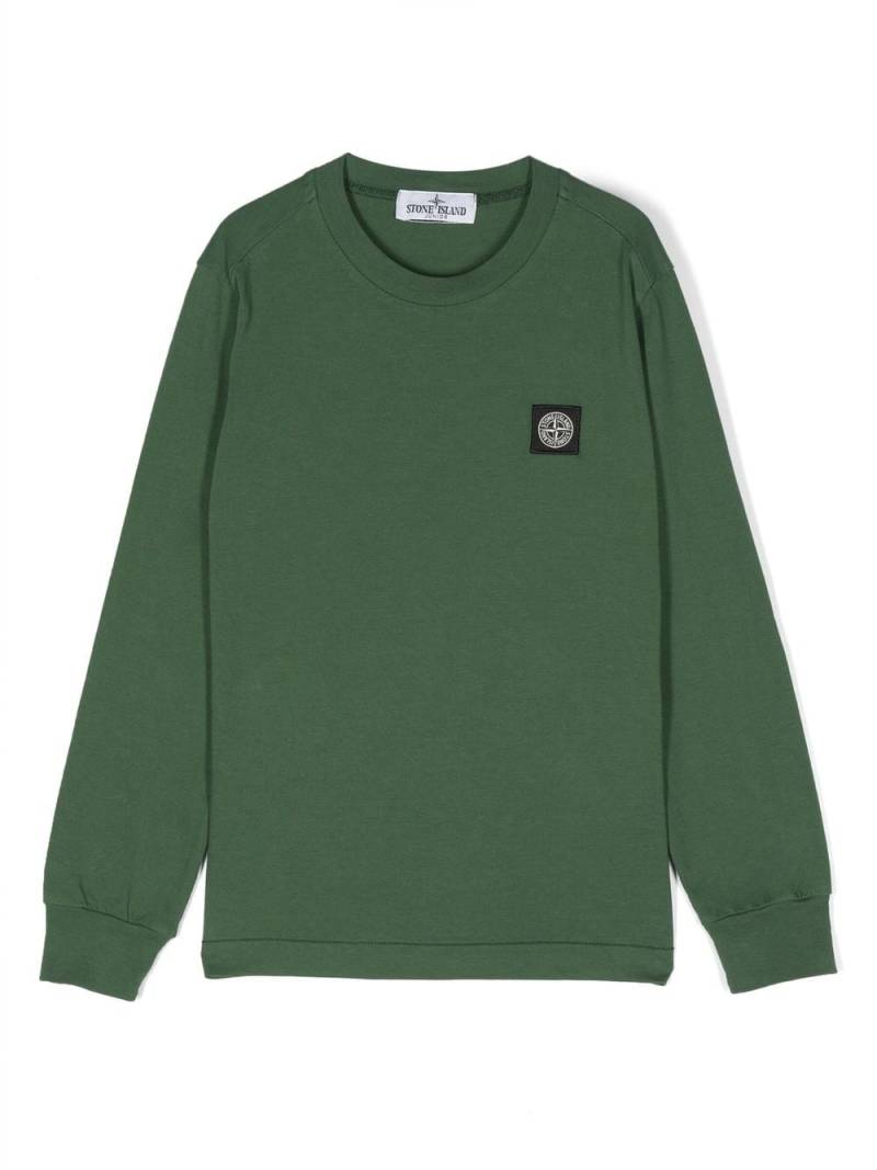 Stone Island Junior logo-patch crew neck sweatshirt - Green von Stone Island Junior