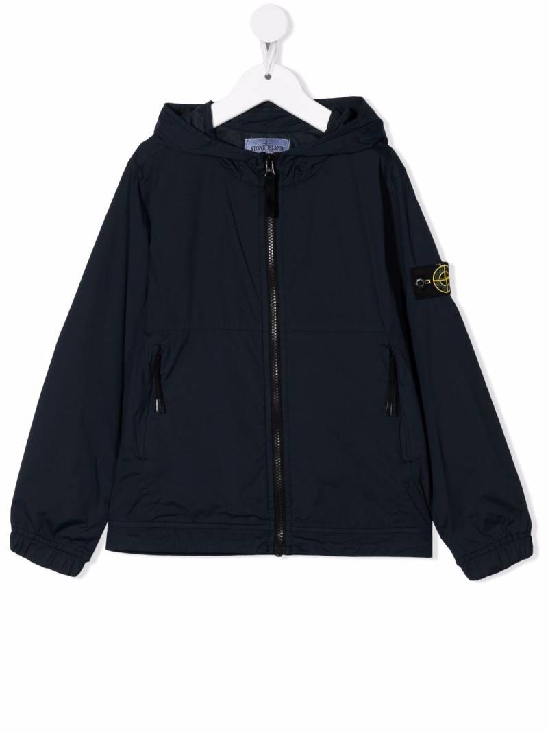 Stone Island Junior logo-patch hooded jacket - Blue von Stone Island Junior