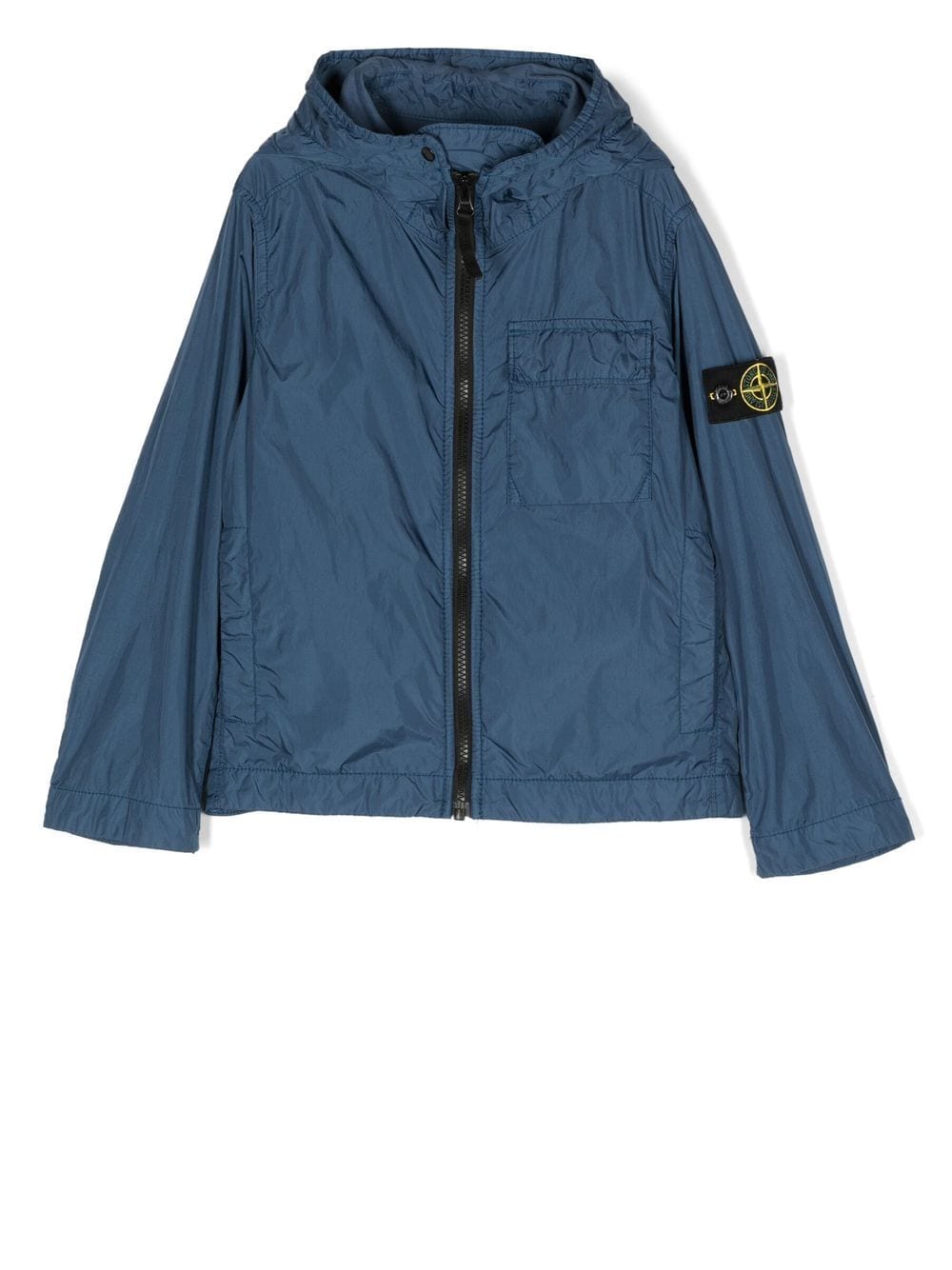 Stone Island Junior logo patch hooded jacket - Blue von Stone Island Junior