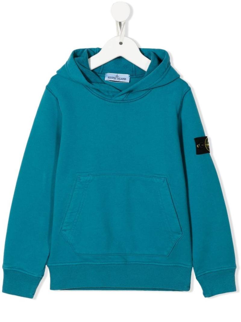 Stone Island Junior logo-patch hoodie - Blue von Stone Island Junior