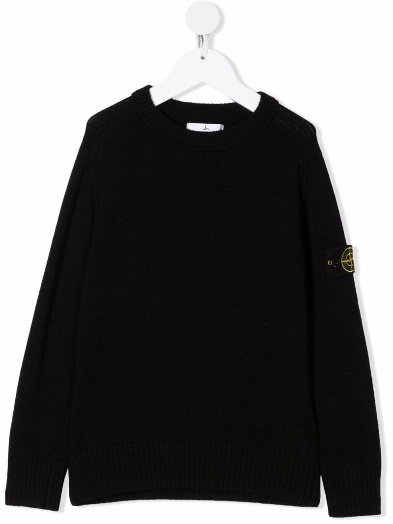 Stone Island Junior logo-patch knitted jumper - Black von Stone Island Junior