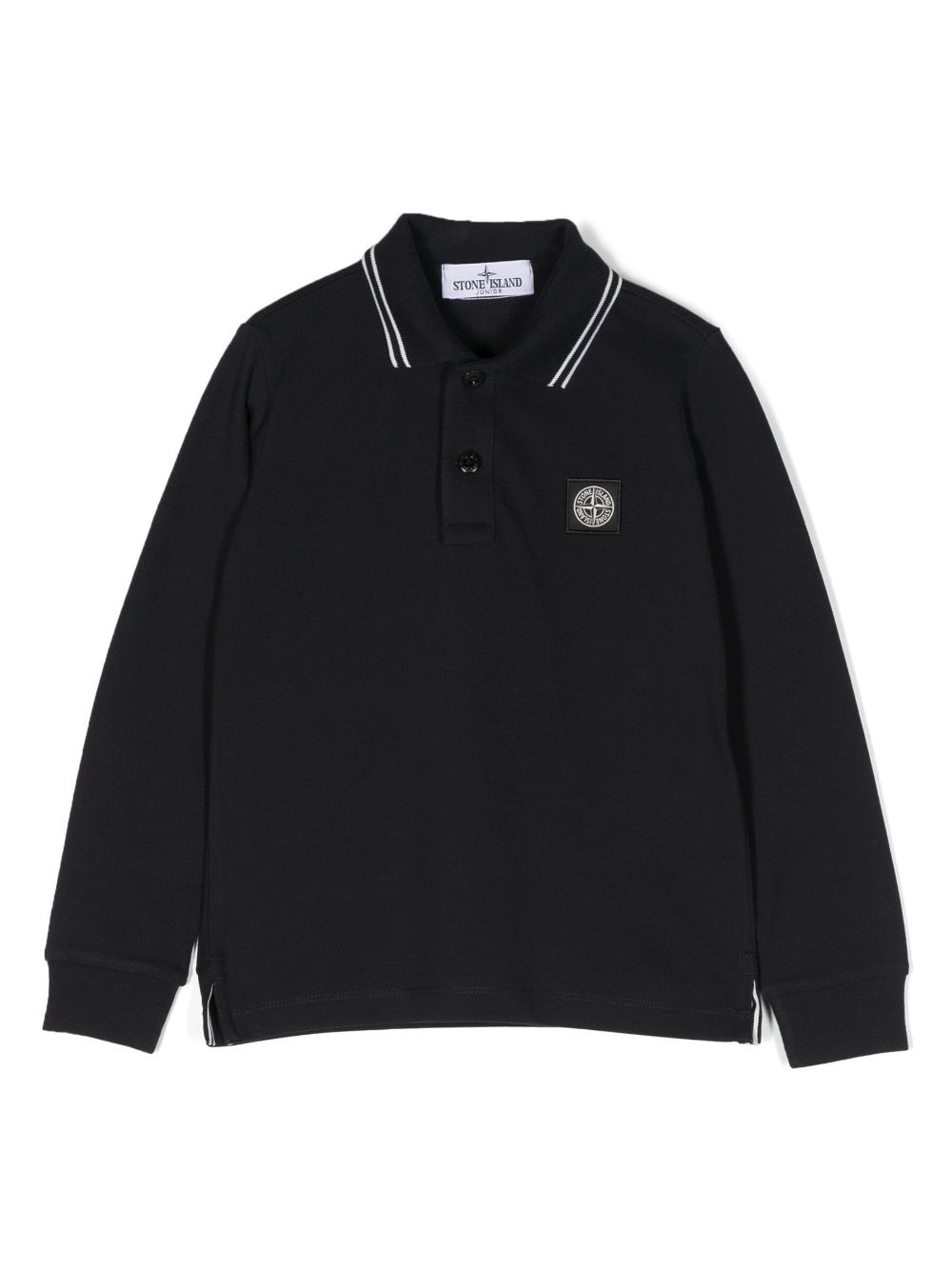 Stone Island Junior logo-patch long-sleeve polo shirt - Blue von Stone Island Junior