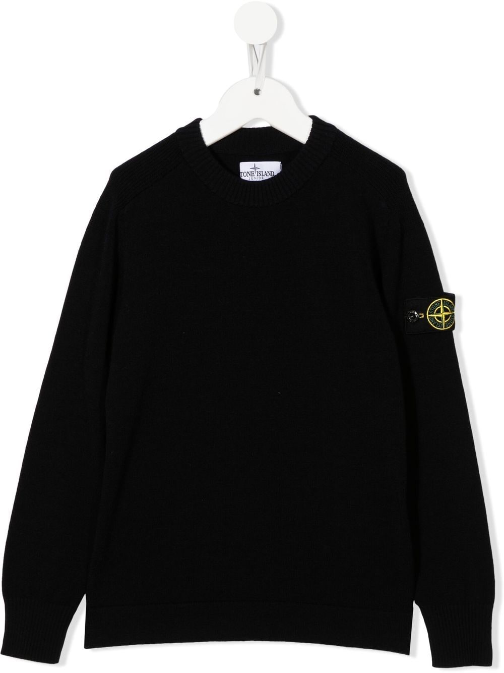 Stone Island Junior logo-patch round neck jumper - Black von Stone Island Junior