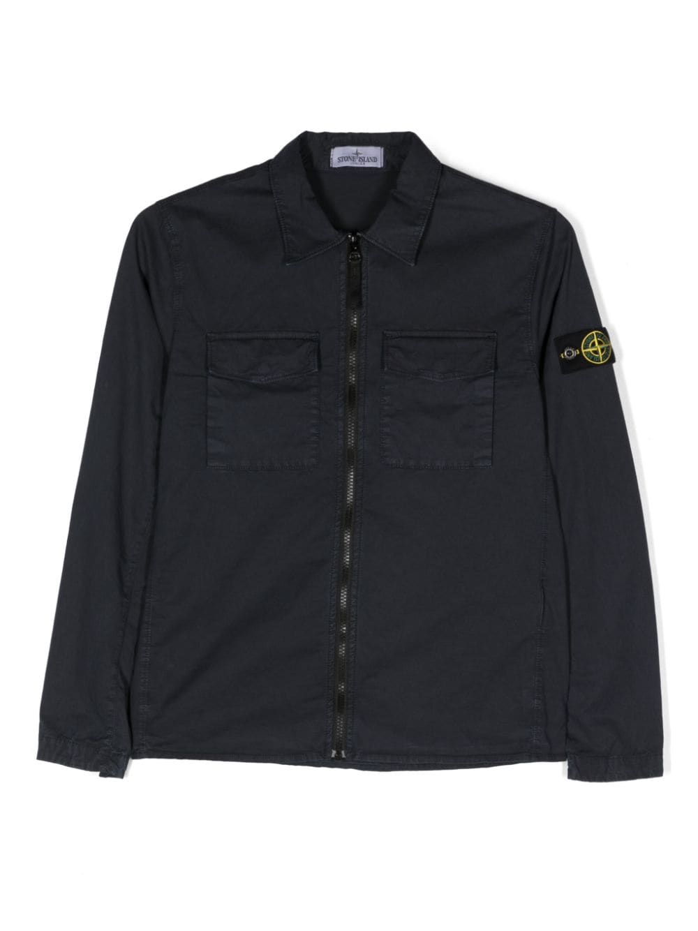 Stone Island Junior logo-patch sleeve shirt jacket - Blue von Stone Island Junior