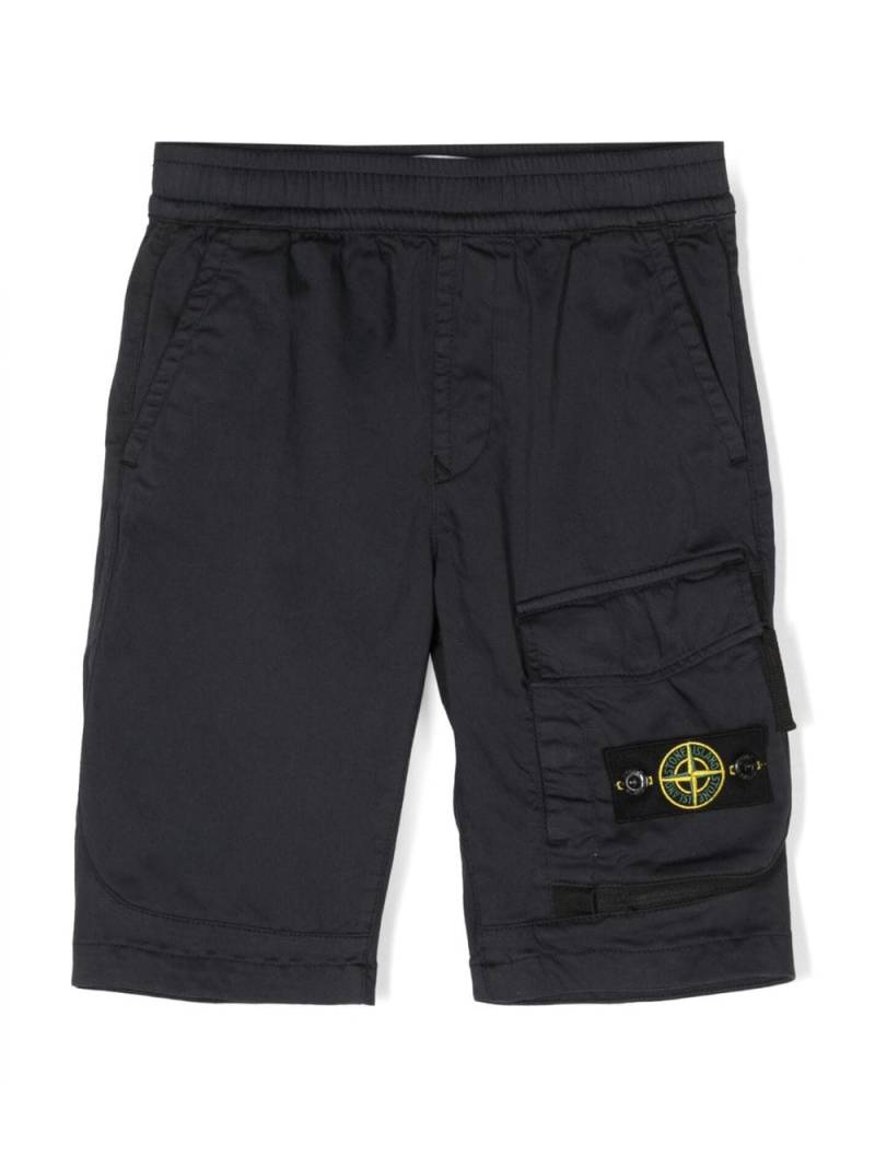 Stone Island Junior logo-patch straight-leg trousers - Blue von Stone Island Junior