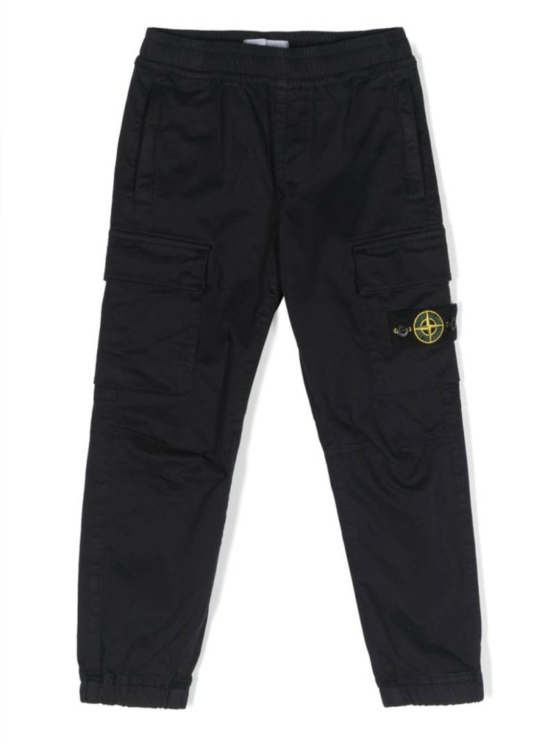 Stone Island Junior logo-patch stretch-cotton cargo pants - Blue von Stone Island Junior