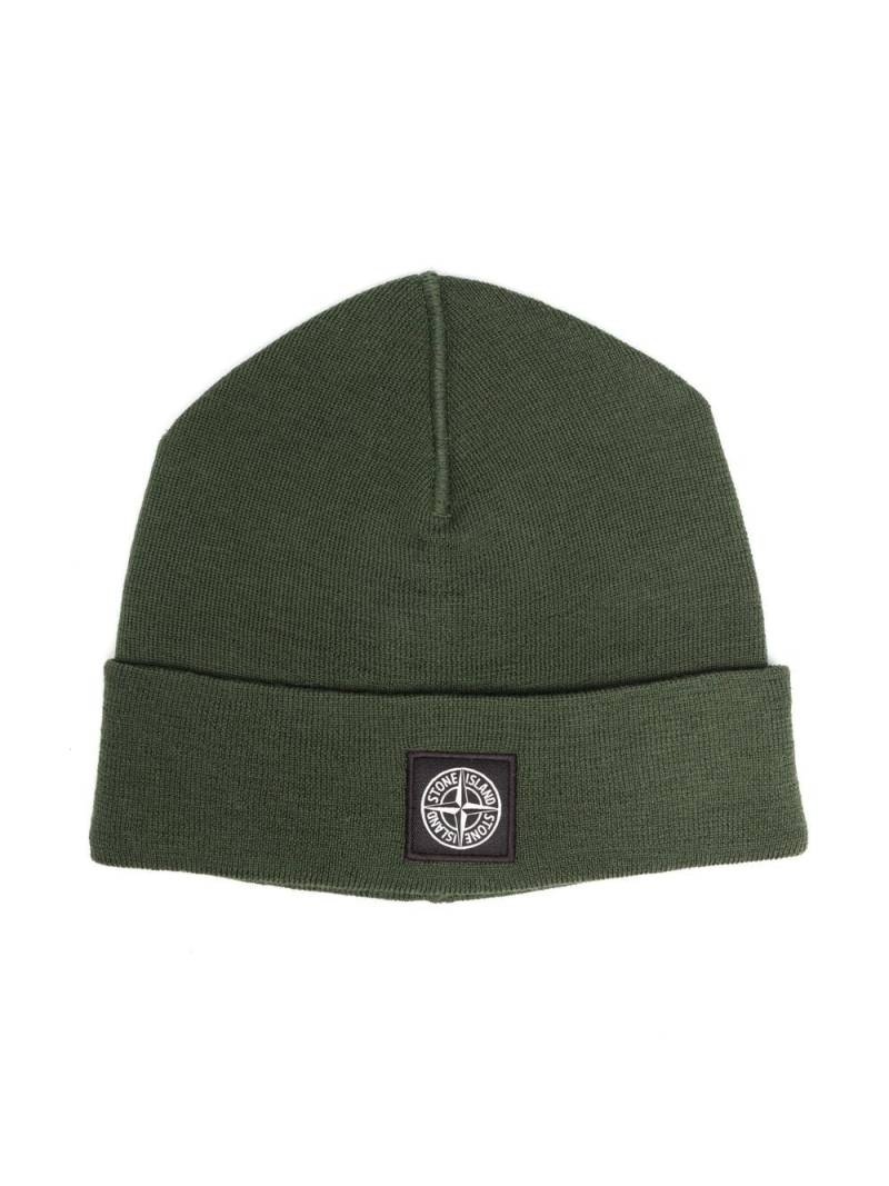 Stone Island Junior logo-patch wool beanie - Green von Stone Island Junior