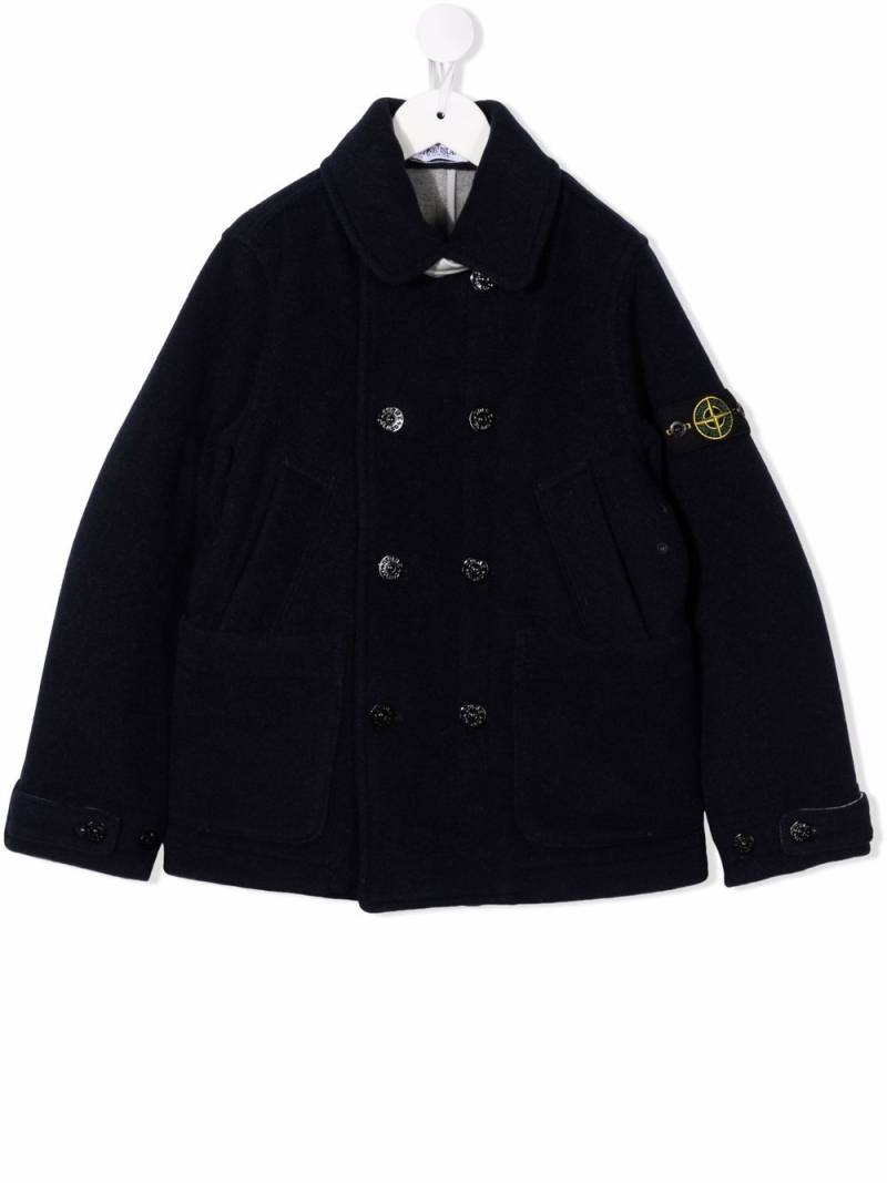 Stone Island Junior logo-patch wool-blend jacket - Blue von Stone Island Junior