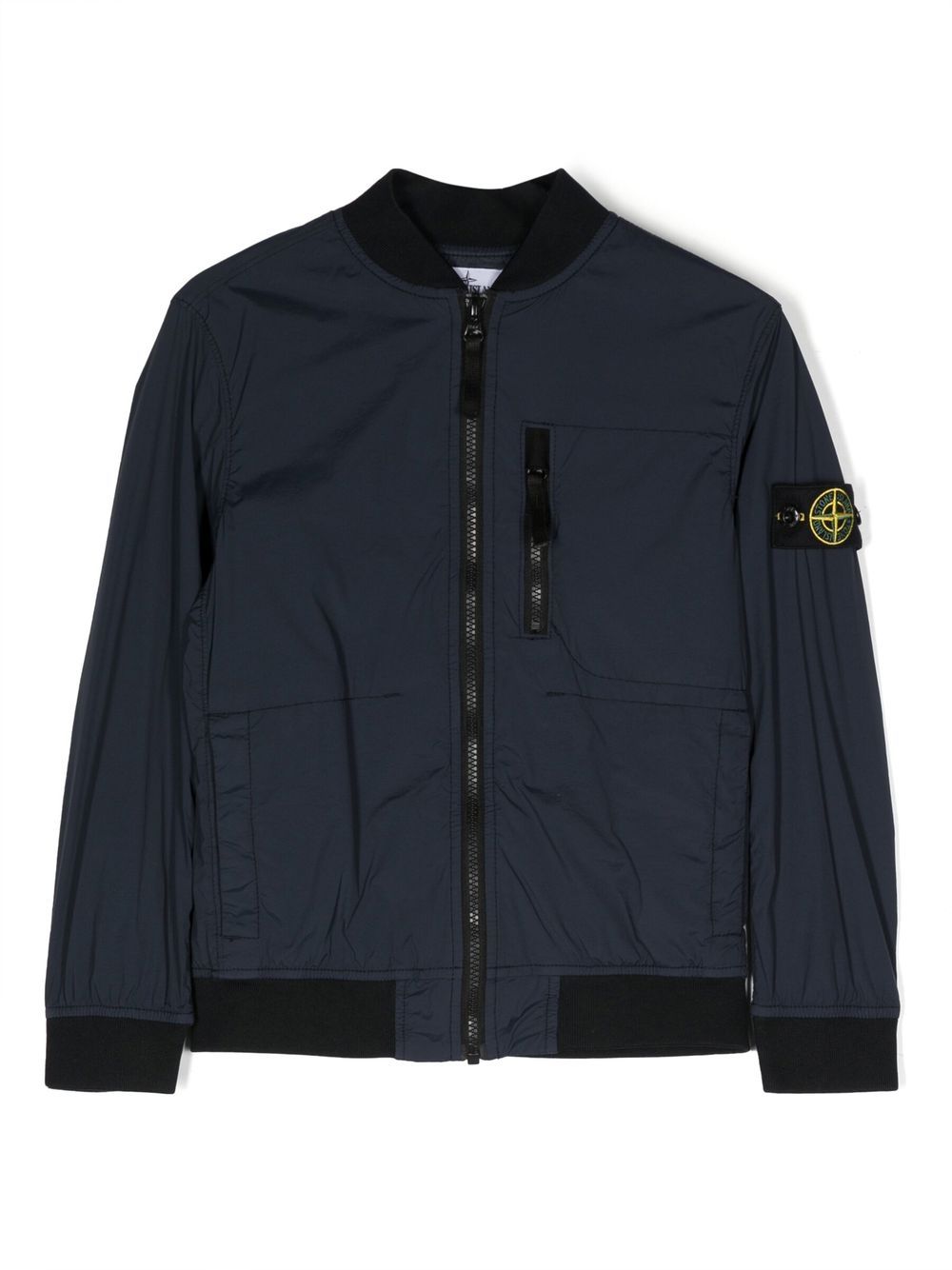 Stone Island Junior logo-patch zip-up bomber jacket - Blue von Stone Island Junior