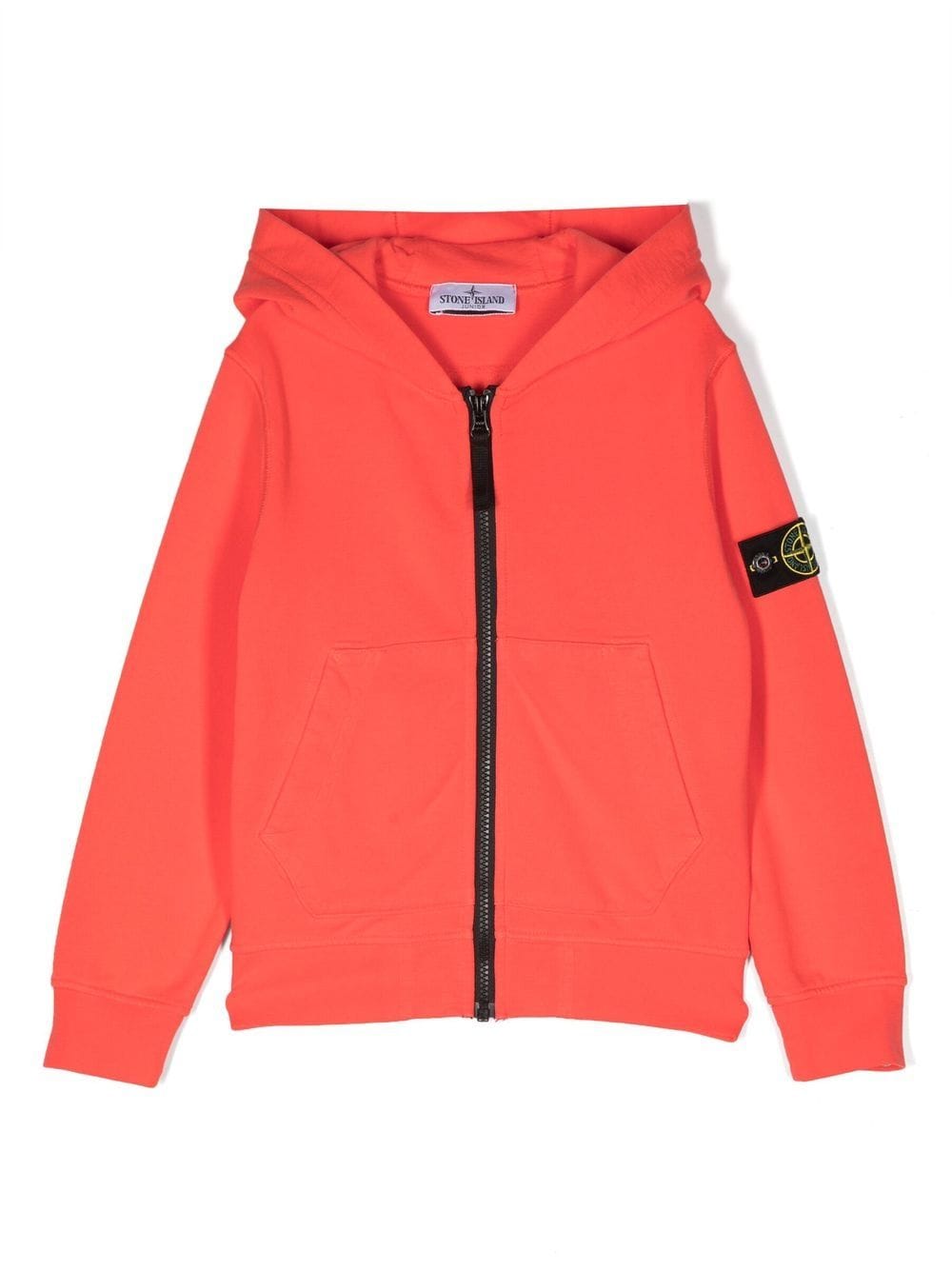 Stone Island Junior logo-patch zip-up hoodie - Orange von Stone Island Junior