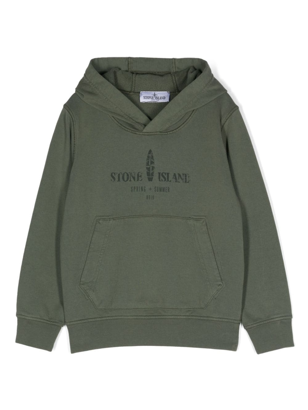 Stone Island Junior logo-print cotton hoodie - Green von Stone Island Junior