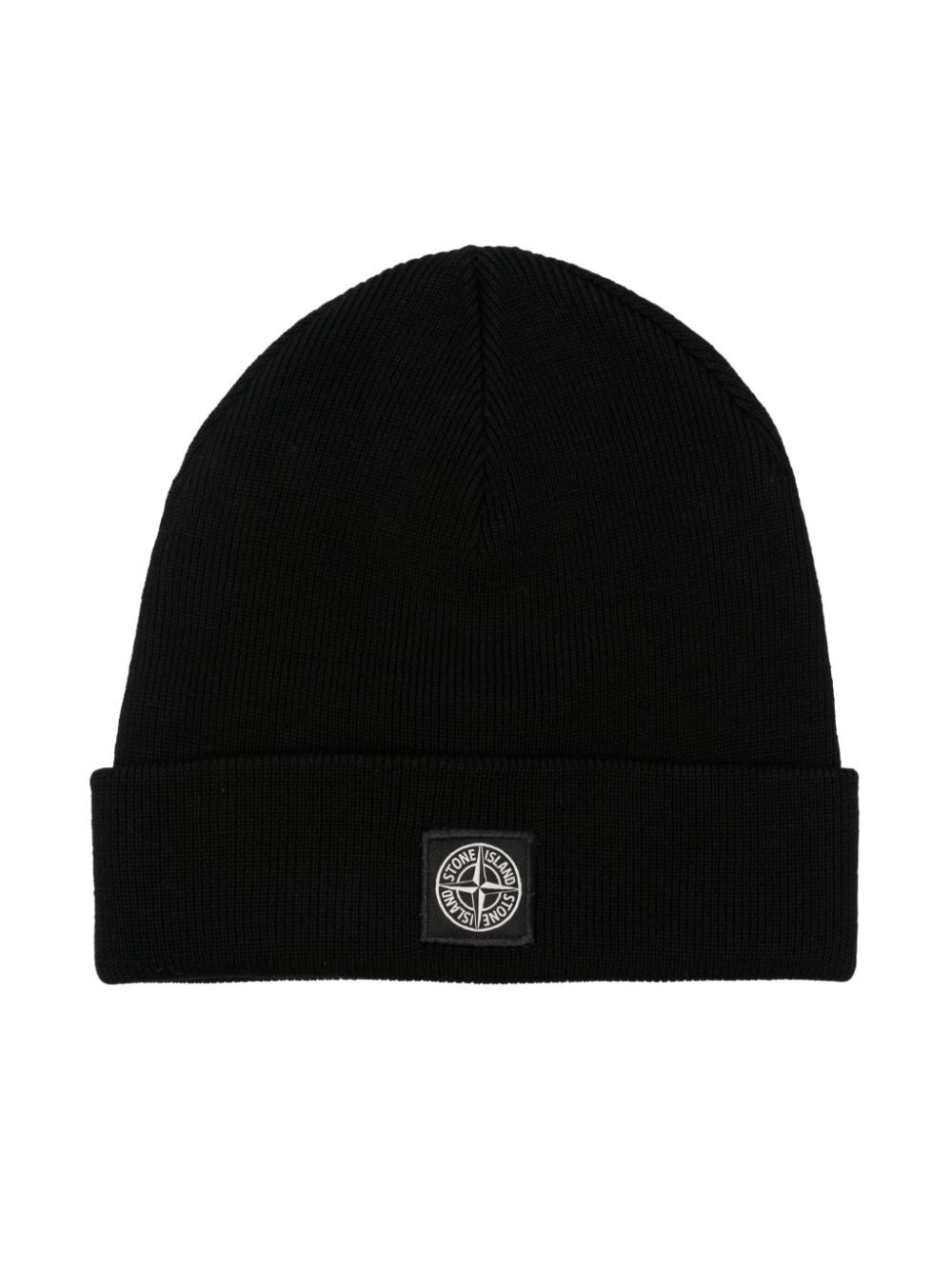 Stone Island Junior ribbed-knit logo-patch beanie - Black von Stone Island Junior