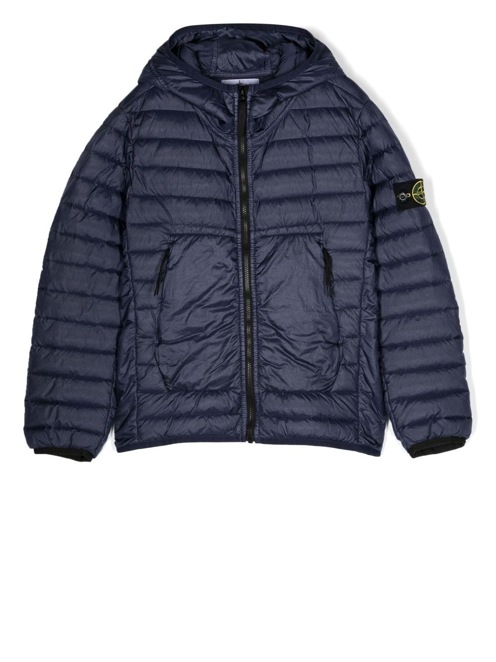 Stone Island Junior sleeve-patch hooded puffer jacket - Blue von Stone Island Junior