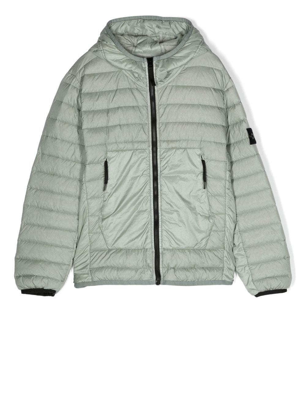 Stone Island Junior sleeve-patch hooded puffer jacket - Neutrals von Stone Island Junior