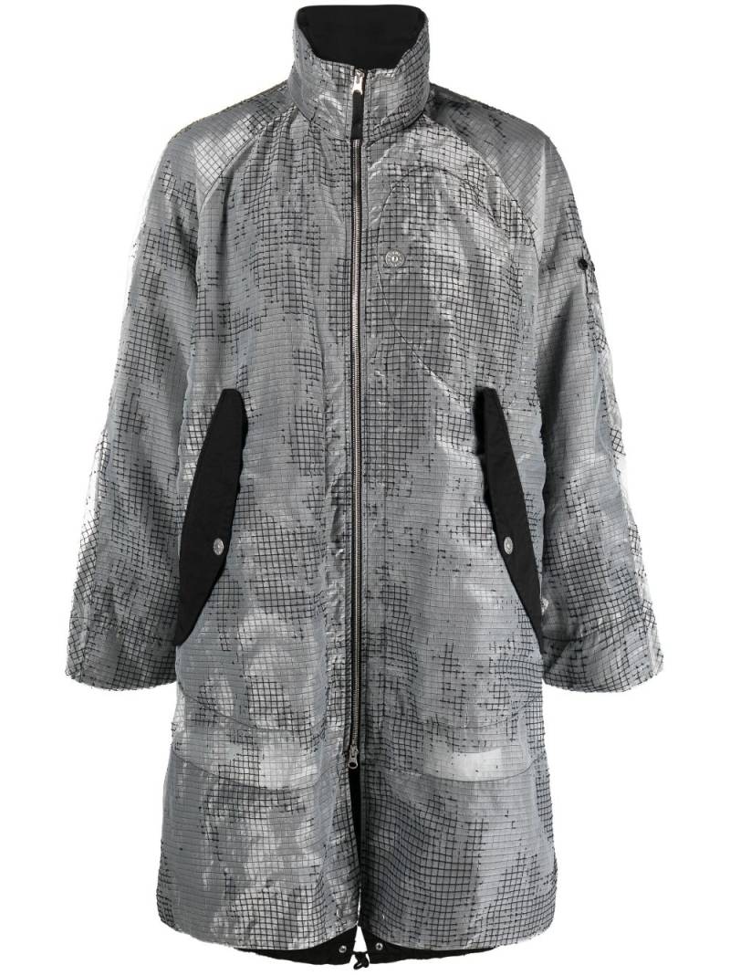 Stone Island Shadow Project grid-pattern zip-up coat - Grey von Stone Island Shadow Project