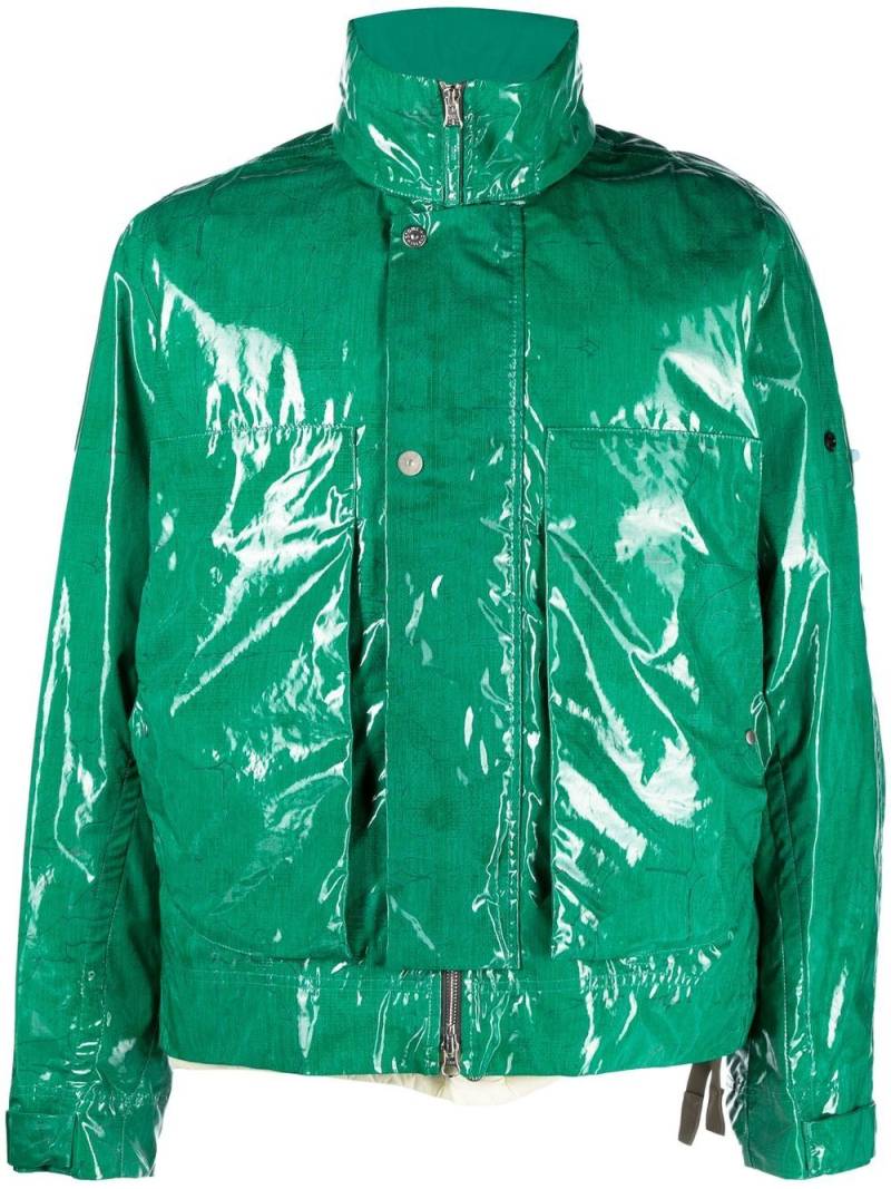 Stone Island Shadow Project laminated feather-down biker jacket - Green von Stone Island Shadow Project