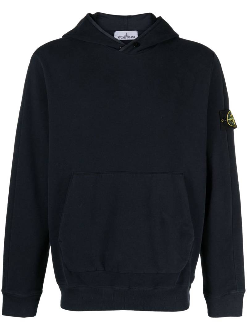 Stone Island Compass-appliqué cotton hoodie - Blue von Stone Island