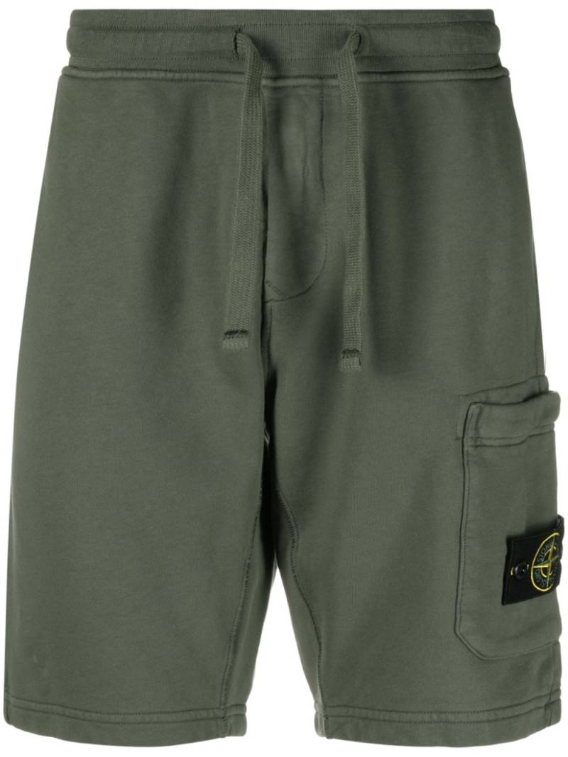 Stone Island Compass-appliqué cotton shorts - Green von Stone Island