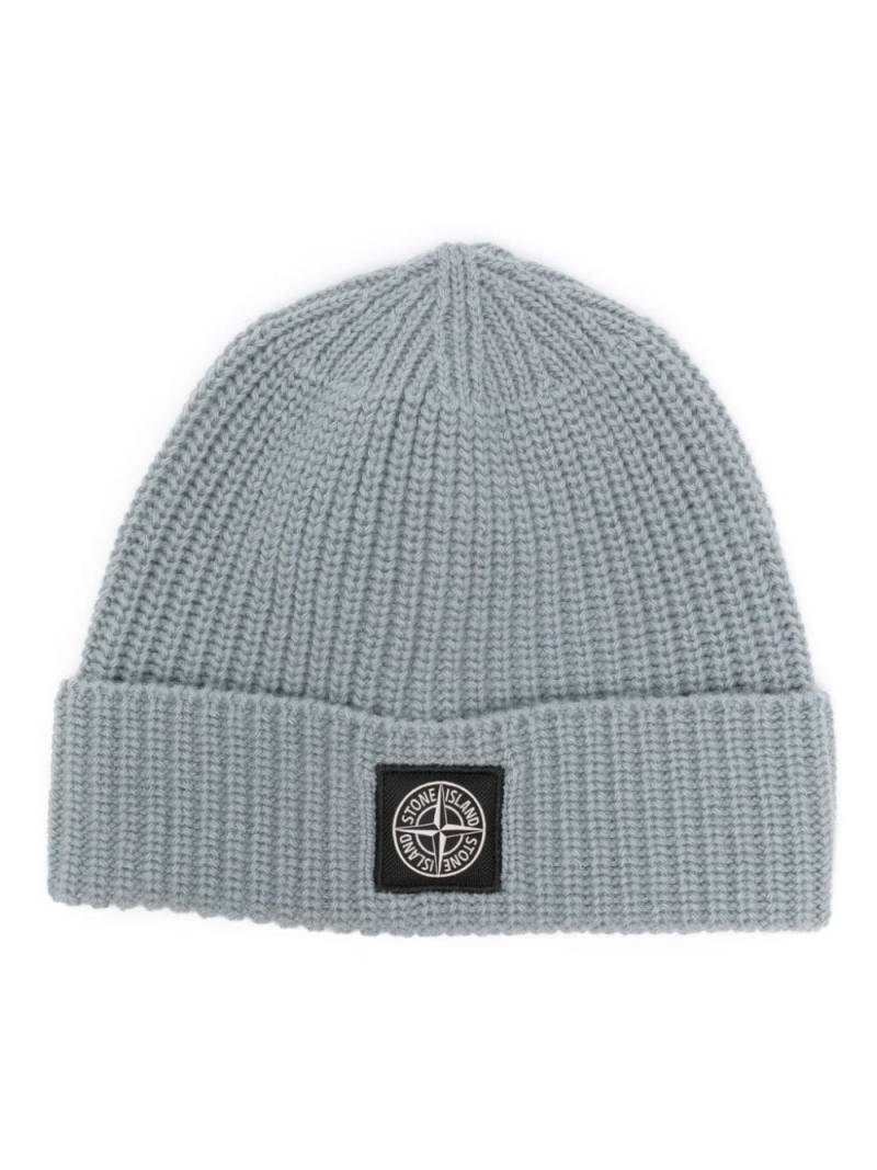 Stone Island Compass appliqué virgin wool beanie - Green von Stone Island