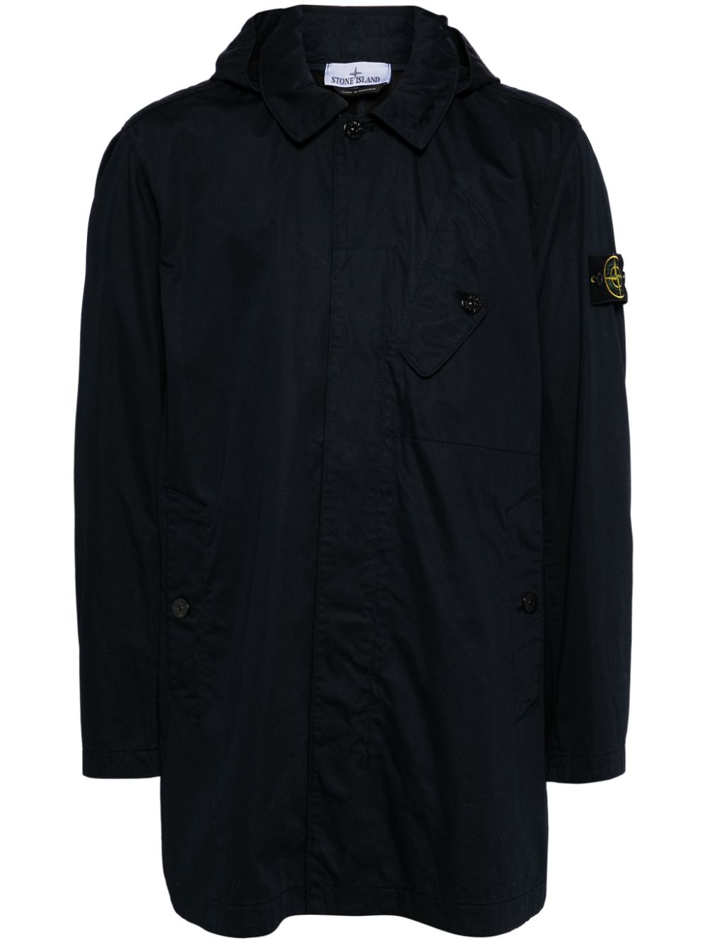 Stone Island Compass-badge cotton hooded jacket - Blue von Stone Island