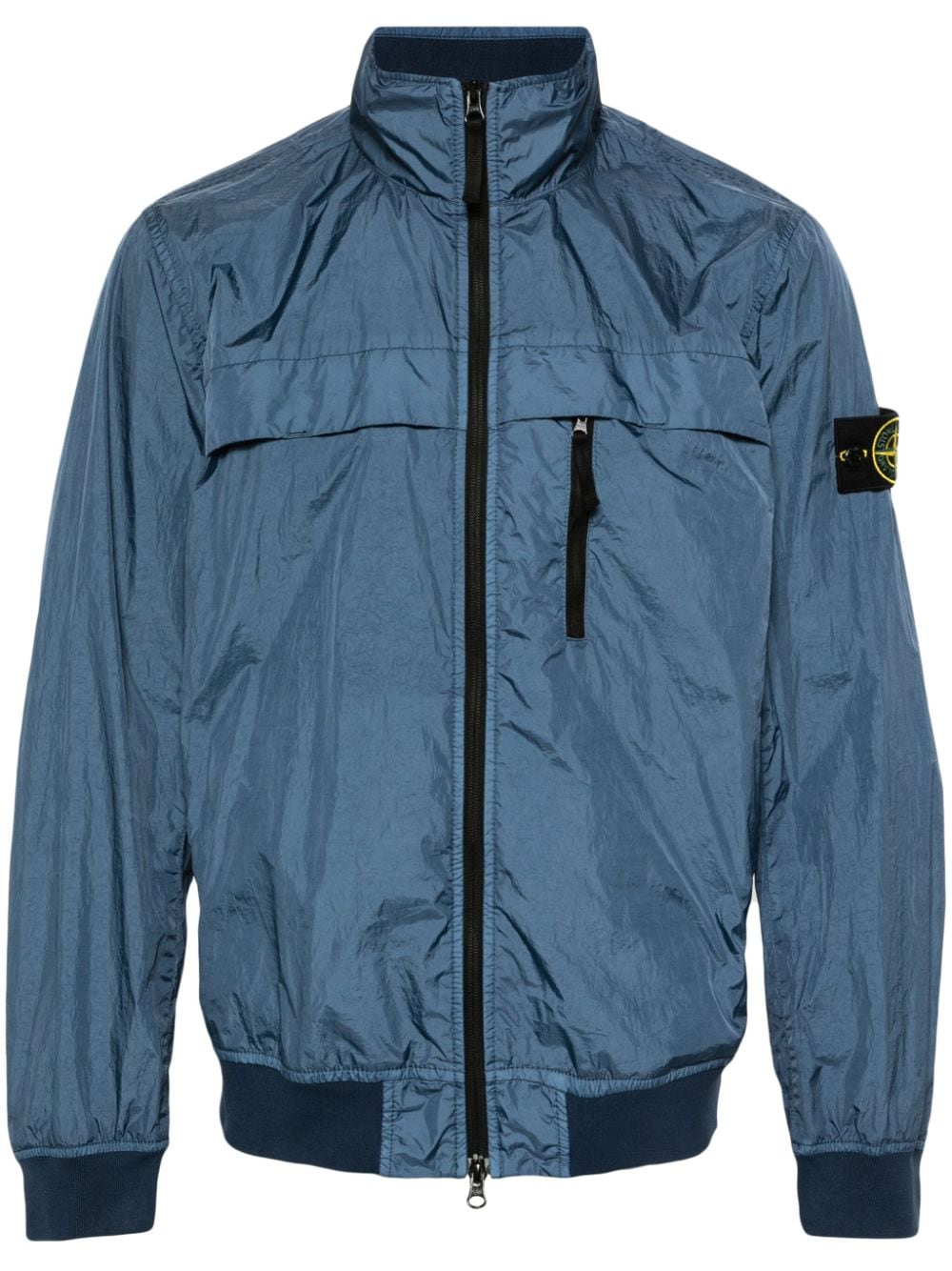 Stone Island Compass-badge crinkled windbreaker - Blue von Stone Island