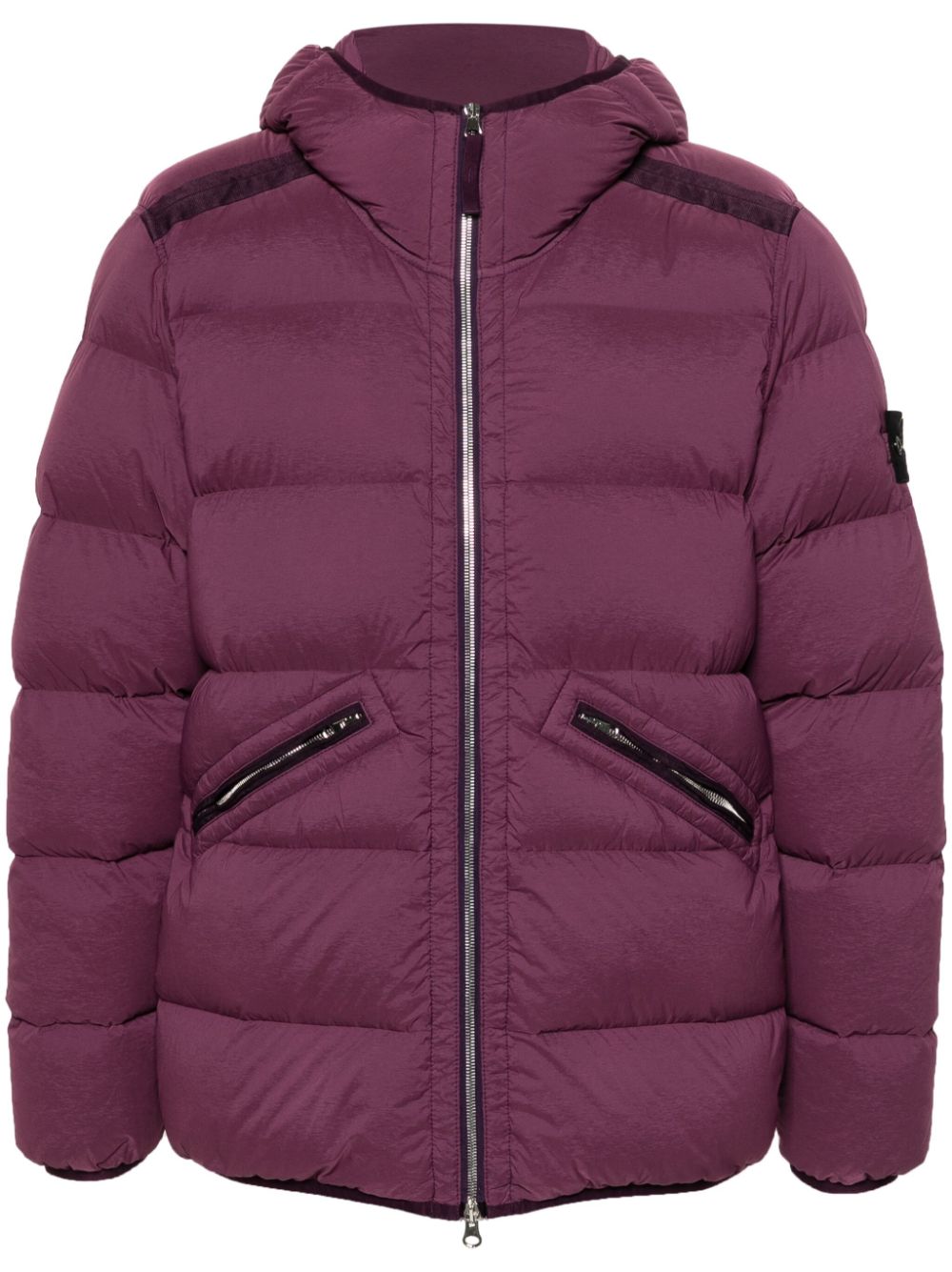 Stone Island Compass-badge hooded padded jacket - Purple von Stone Island