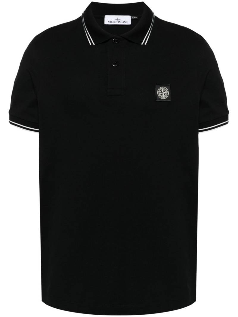 Stone Island Compass-badge piqué polo shirt - Black von Stone Island