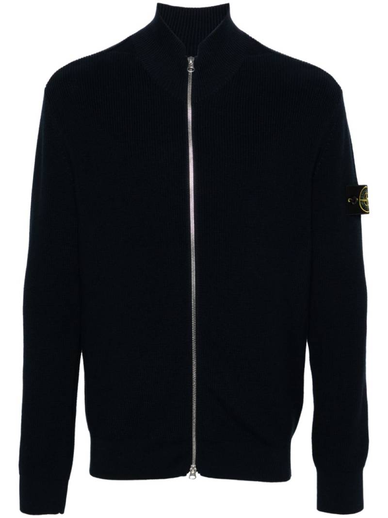 Stone Island Compass-badge ribbed-knit cardigan - Blue von Stone Island