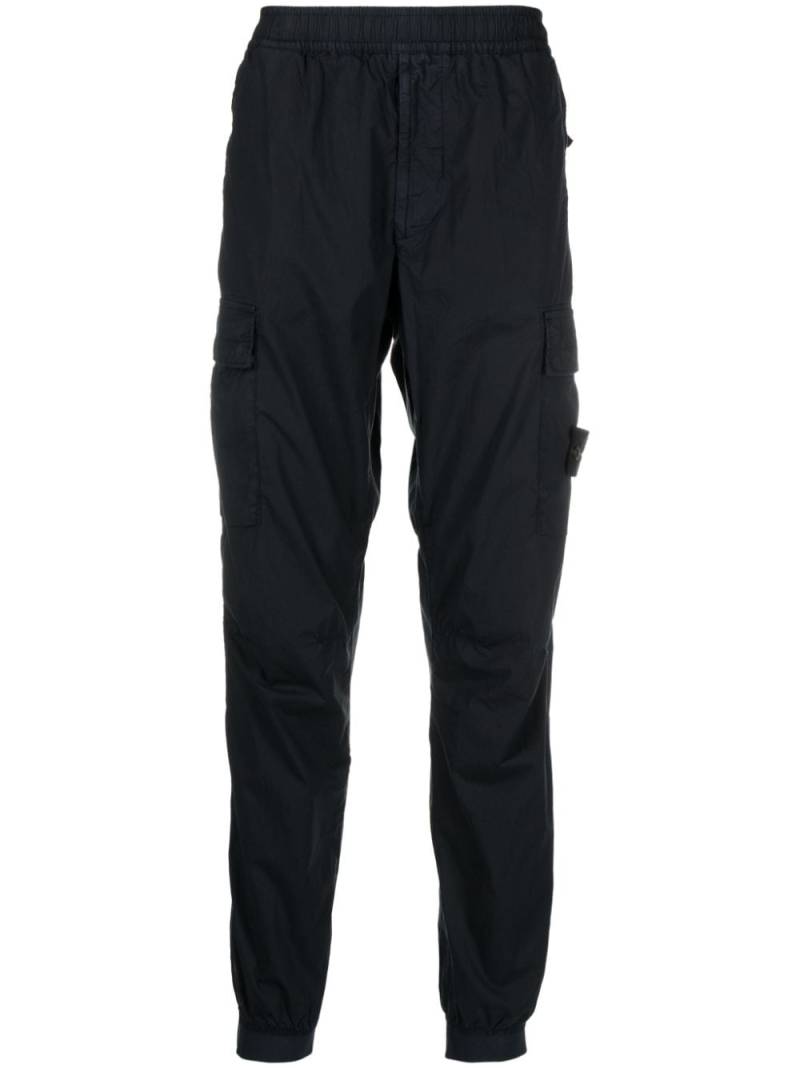 Stone Island Compass-appliqué tapered cargo trousers - Blue von Stone Island