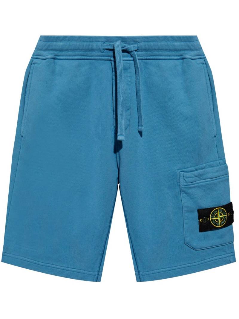 Stone Island Compass-logo cotton-fleece Bermuda shorts - Blue von Stone Island