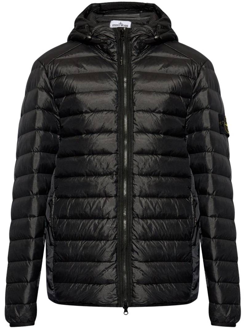 Stone Island Compass-logo hooded down jacket - Black von Stone Island