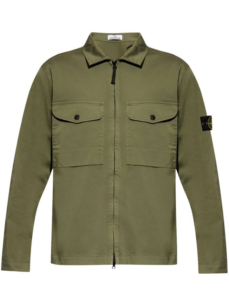 Stone Island Compass-logo zip-up shirt jacket - Green von Stone Island