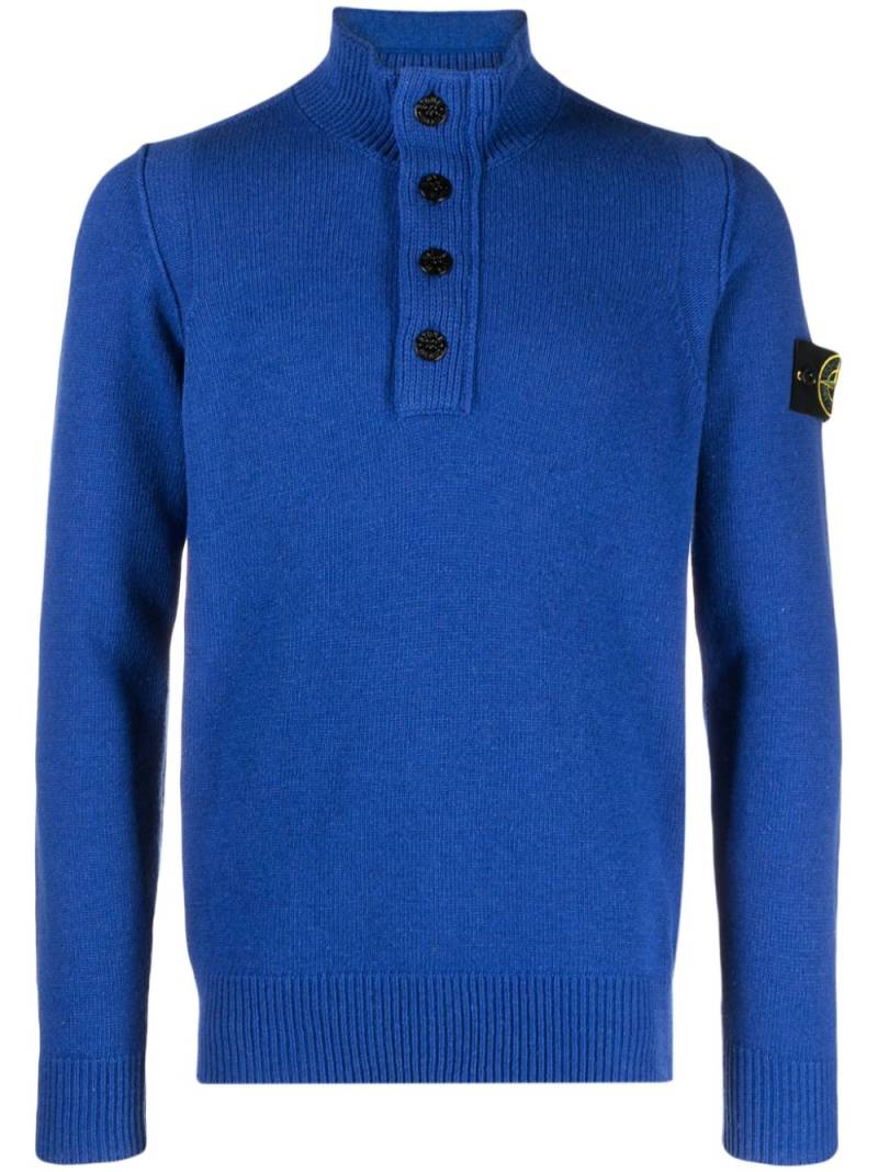 Stone Island Compass-motif button-up jumper - Blue von Stone Island